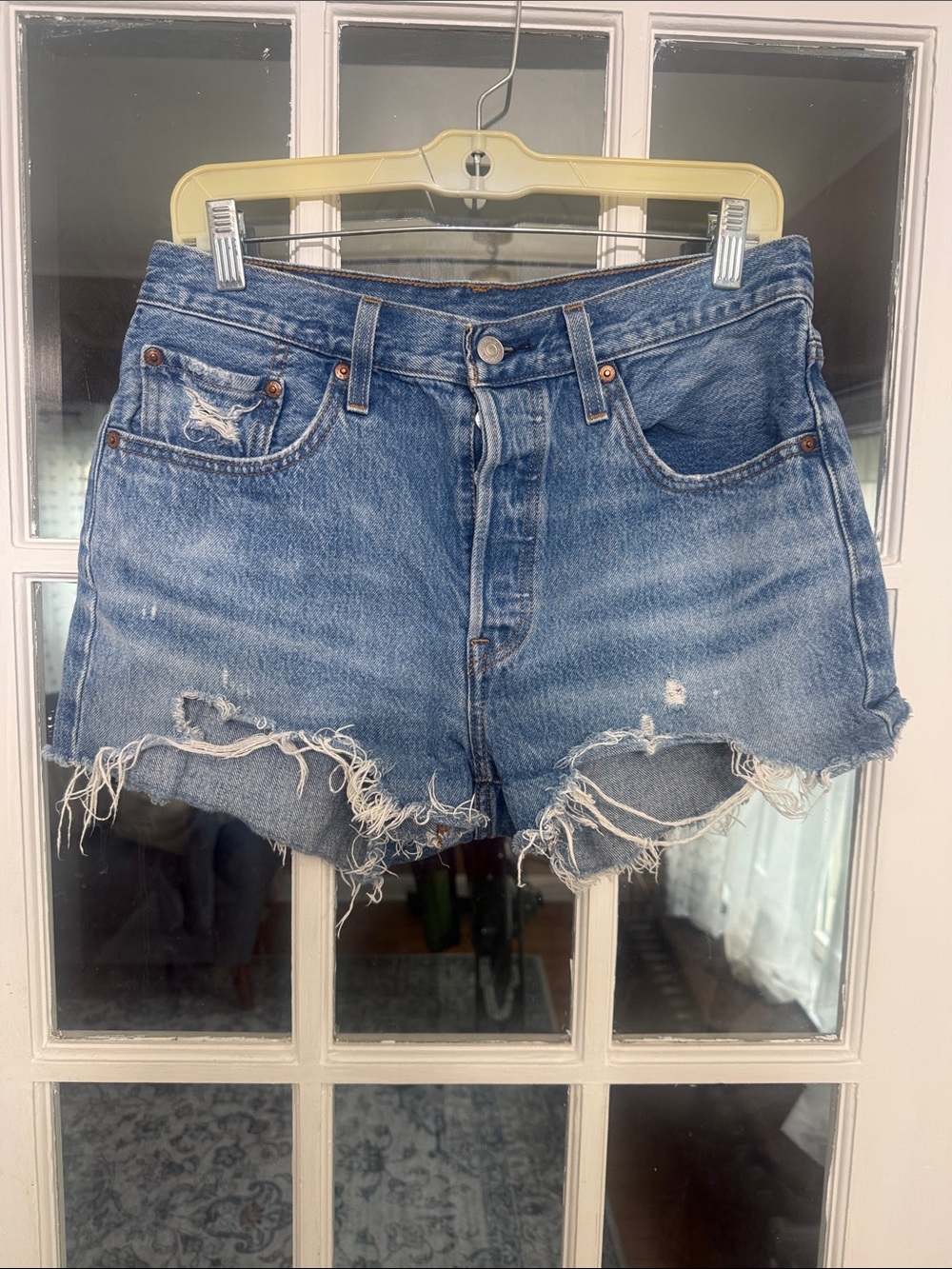 Levi's Premium 501 Denim Cut-Off‎ Short 100% Cotton Button Fly Size 28 - Picture 2 of 10